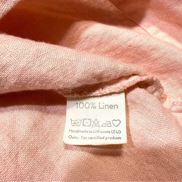 Magic Linen Royal Toscana Asymmetrical Sleeveless Pink Oversized Dress Pockets S - Picture 7 of 10